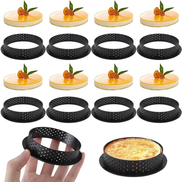 PCS Rund Mousse Kakeform Sirkel Perforert Form Kakedekorasjonskutter Form Mousse Sirkelring Tertering for Dessertring Baking DIY Terte [YJD]