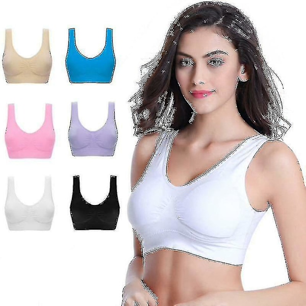 6 Pakke Genie Bra Sømløst Sports Undertøj Åndbart Sexet Usynlig Vest Til Yoga Løb Cy[HK] L