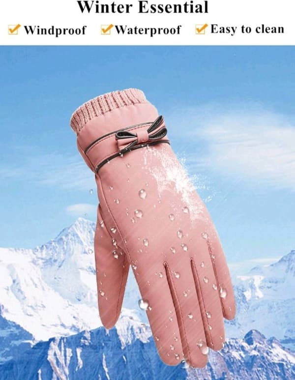 Vinterhandsker til kvinder, pink, one-size, vandtætte, vindtætte, termiske[YJD]