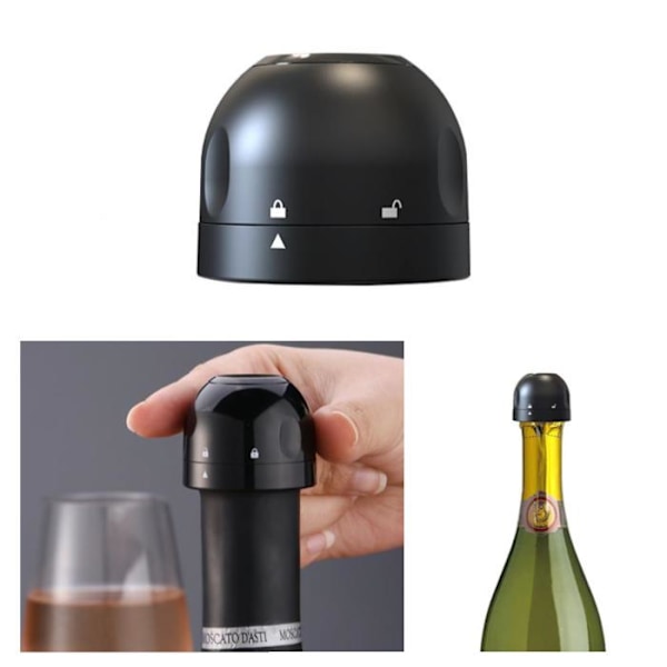 Champagne / Vinkork - Vakuumförslutning - Stopper  (YJD) Black Svart