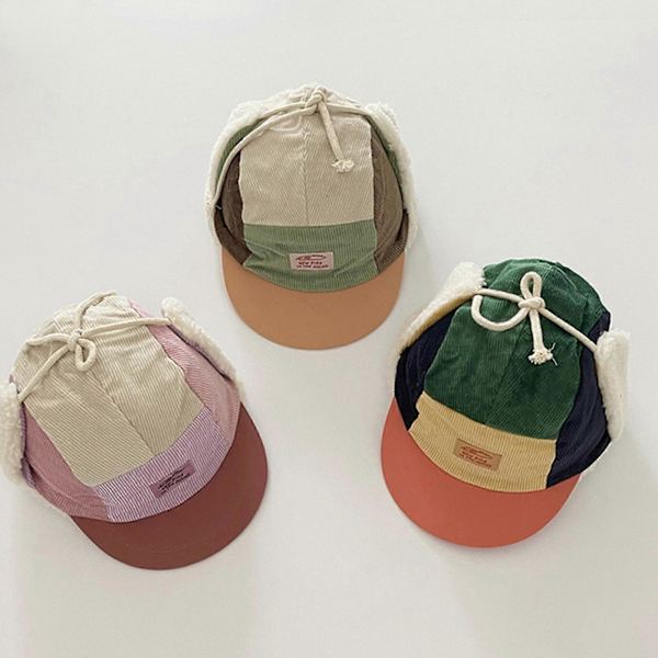 Trendig vintermössa för barn med mjukt foder Varm & trendig manchester baseballkeps Patchwork-mössa för barn för vinterpresent Gul[YJD] Light Green