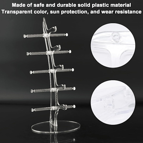 5 par Solbriller Holder, Solbrille Stativ Plast Solbriller Display Transparent Briller Stativ Flere Par Til Solbriller Show