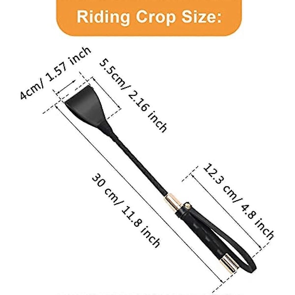 Zhichengbosi Hästspö Svart Konstläder Ridpiska med Halkfritt Gelhandtag (30cm Svart)[HK]