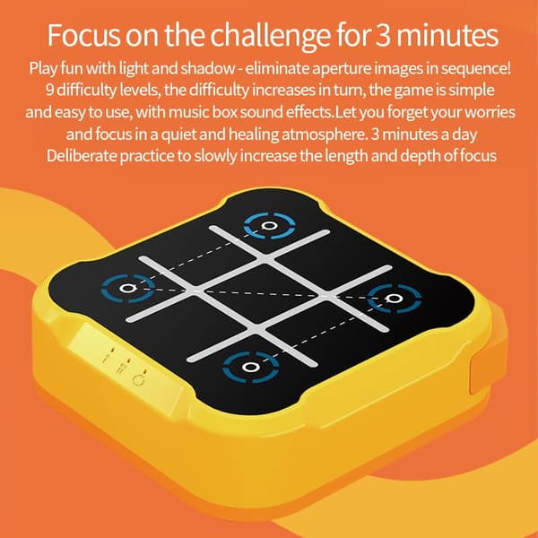 Tic Tac Toe, 4-in-1 Handheld Educational Game Machine, Electronic Tic Tac Toe Game for Education and Memory Development, Home (Yellow)
