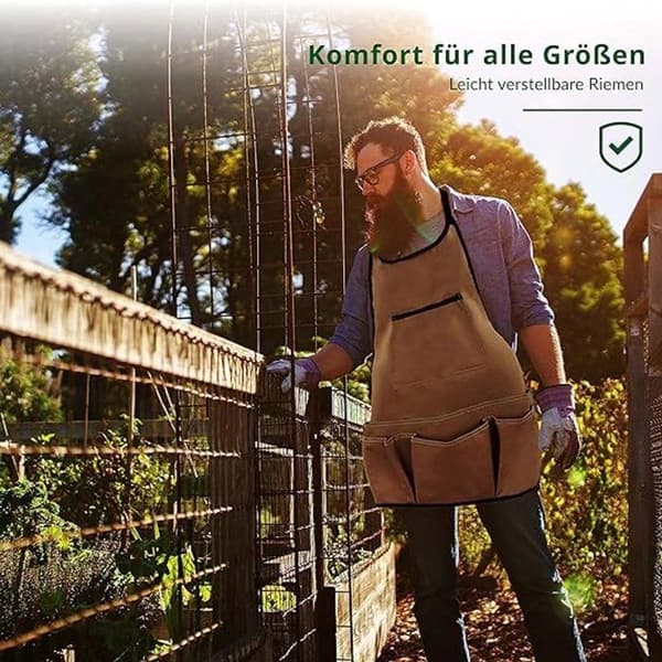1 stk. - Haveredskabsforklæde, Haveforklæde, Multifunktionsforklæde med 14 lommer, Unisex, Holdbart, Vandtæt, Khaki [YJD][YJD]