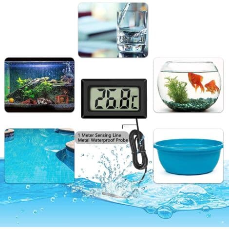 Mini digital LCD-termometer med temperatursondsensor för kylskåp, frysar och akvarier (4X svart)[YJD]