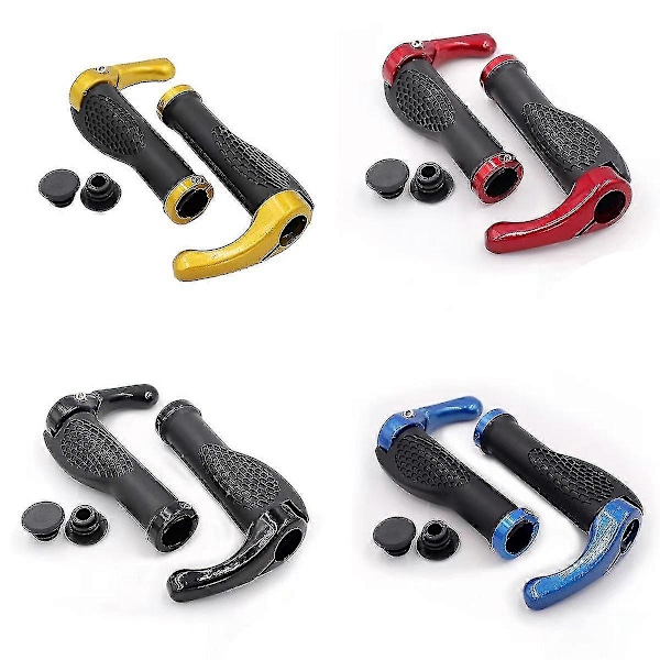 Cykelhandtag med Bar Ends Horn Lås Ergonomisk Design Mountain Styregrepp Cykel Halkfria Gummihandtag[HK] Red