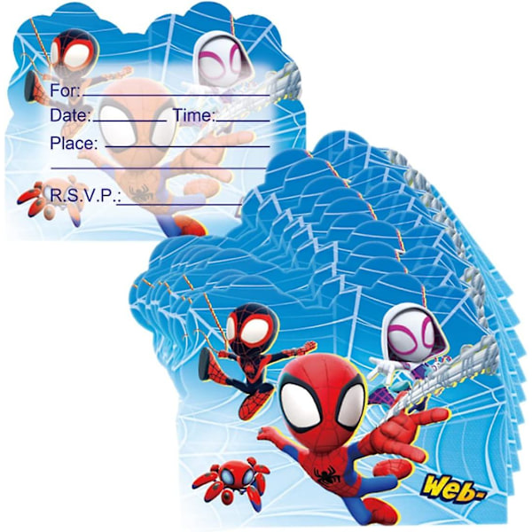 50 kpl Spidey ja Hämmästyttävät Ystävät Syntymäpäiväkutsukorttia, Spidey ja Hämmästyttävät Ystävät Juhlatarvikkeet Lapsille (YJD)
