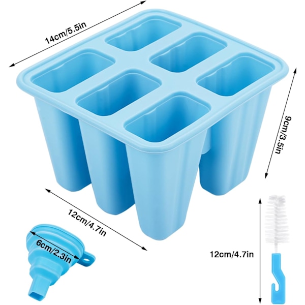 Silikone glasform til DIY ispinde med 6 huller blå[YJD] blue 6 celdas