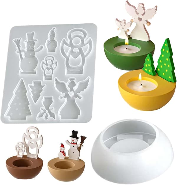 Julgransängelform, silikonform, DIY snögubbe ljushållare (JYD)