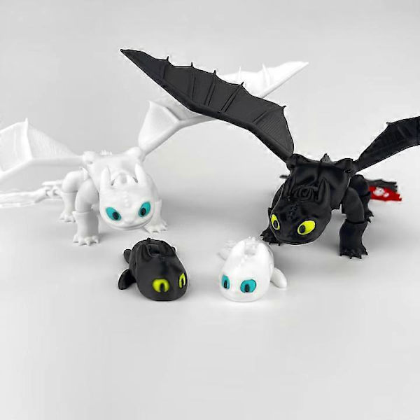 Tandlöse och Light Fury Familj 3D Figur Set - Draktränaren, 22 cm[YJD]
