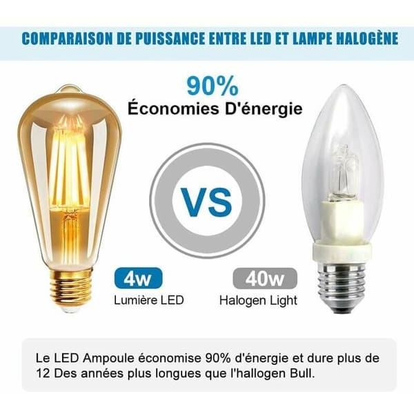 E27 LED-lamppu - LARGEIGHT - ST64 - 4W - 2200K - 6 kpl:n pakkaus - Lämmin valkoinen (YJD)