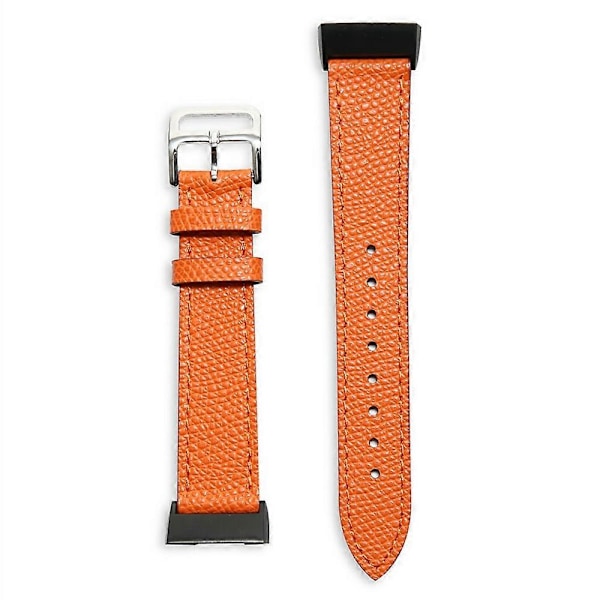 För Fitbit Charge 6/5 Smart Watch Armband Äkta Läder Justerbart Armbandsbyte -[HK] Orange Multicolor