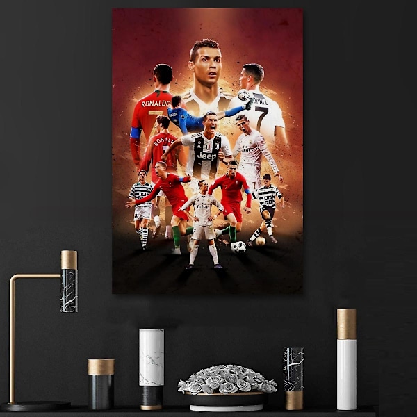Fotballstjerne Cristiano Ronaldo Portugal Deksel Lerret Poster Soverom Sport Landskap Kontor Rom Perfekt for ethvert rom Dekor Gaveplakater (u  (YJD) No Frame 30x45cm(12x18in)