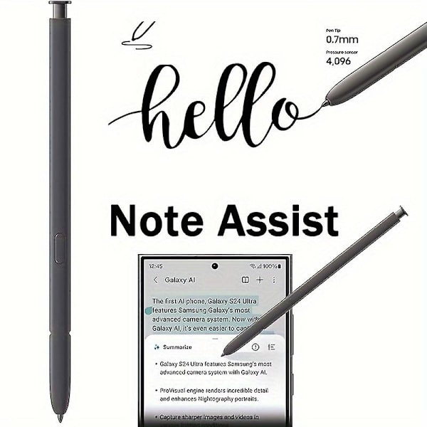 S24 Ultra Stylus til Galaxy S24 Ultra 5G - Præcision 0,7 mm Spids, 4096 Trykniveauer, Ingen Bluetooth, Kompatibel med Alle Versioner