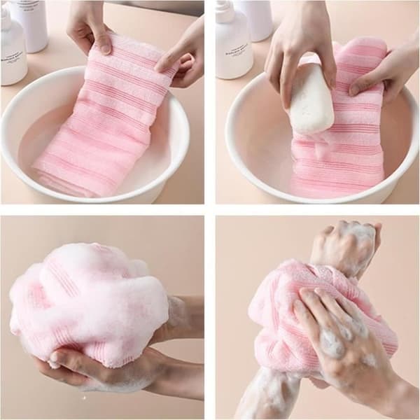 Exfolierande badhandduk - Ej specificerad - 2-pack - Blå och Rosa - Polyesterfiber - Dubbelsidig textur [YJD][YJD] Blue, Pink