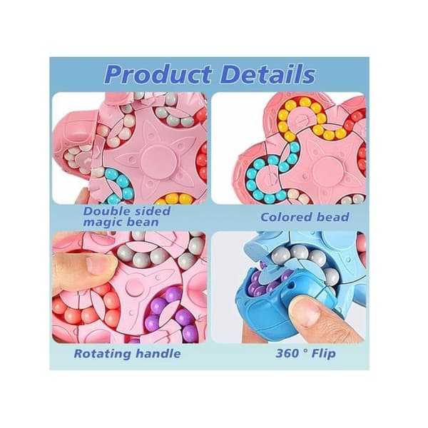 Magic Bean Puzzle Toy, Magic Bean Rotating Cube Toy Finger Cube, Puzzle Cube Beans, Present till åldrarna 3 och uppåt, Blå[YJD]