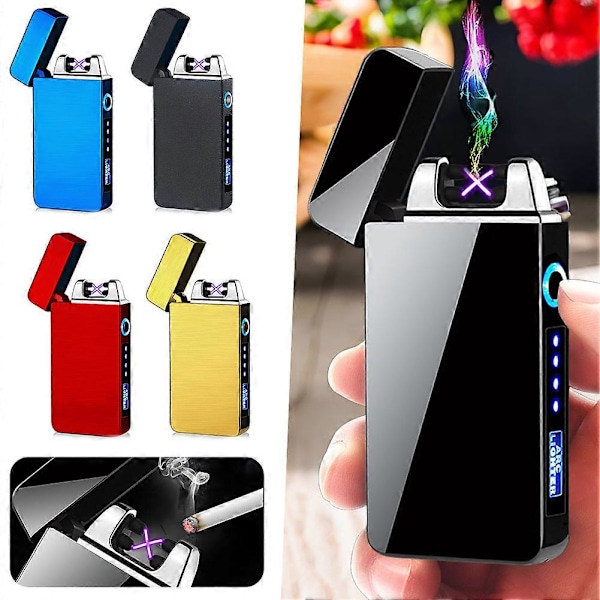 Dubbel Arc USB Elektrisk Vindtät Flamfri Tändare Uppladdningsbar Touch Sensor Tändare Present till Pappa[YJD] Black