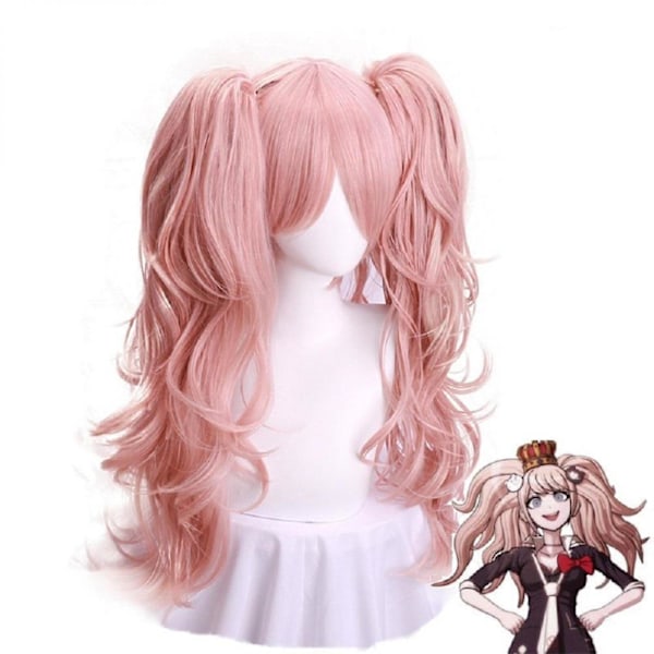 Aveki Anime Cosplay Kostyme Falskt Hår Avtakbar Dobbel Hestehale Flette Parykk Rosa Lang Bølget Cosplay Parykk For Forestilling, Rosa-152,wz-1749