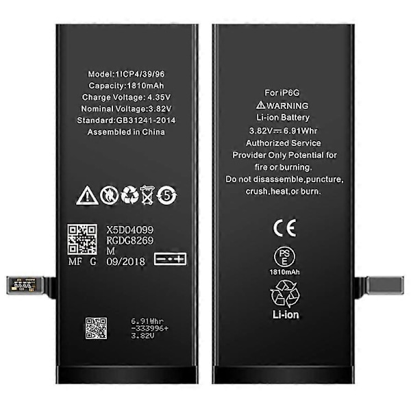 3.82V 1810mAh Ladattava Li-ion Akku Osa (ilman Logoa) iPhone 6 4.7-tuumaiselle [HK]