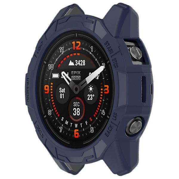 TPU Klokkeveske for Garmin Epix Pro (gen 2) 47mm/fenix 7 Pro/fenix 7, Anti-ripe Hul Deksel[HK] Midnight Blue