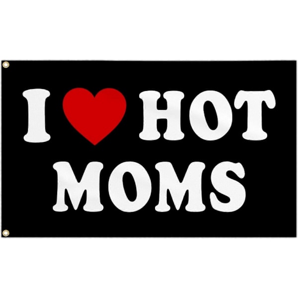 Love Hot Moms I Love Hot Dads Flagg Morsom Tapestry Flagg for Rom Soverom Hybel Veggdekor Morsdag Bursdag Valentinsdag Gave[YJD] 2 Buckles A