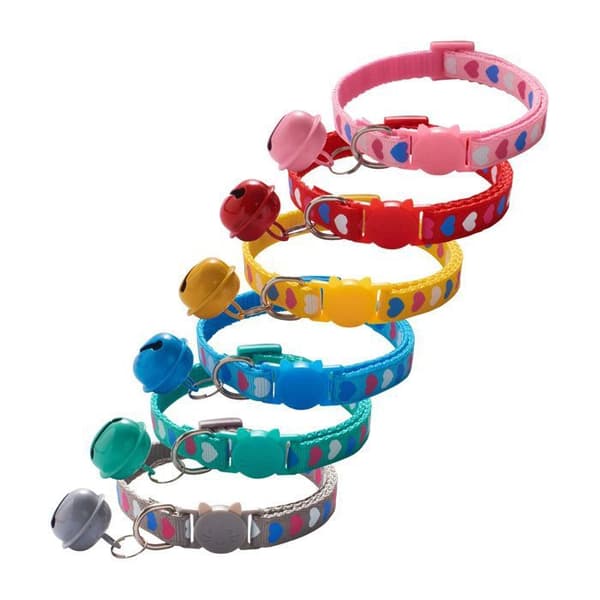 Halsband för katt i nylon - gula hjärtan (YJD)