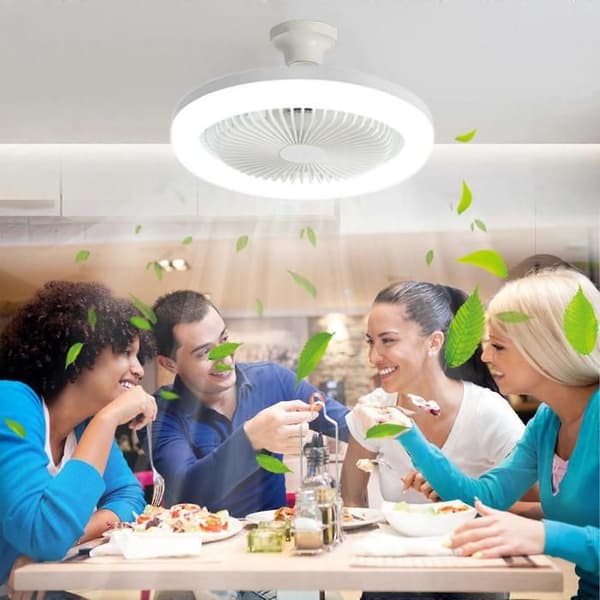 Kattotuuletin valolla - ZHANDD - Malli E27 - 30W - LED - Valkoinen (YJD)