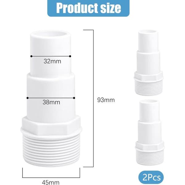 Set med 2 poolslangkopplingar - Nosheir - Diameter 32/38 mm på 1.5\" - Vattentät anslutning (YJD)
