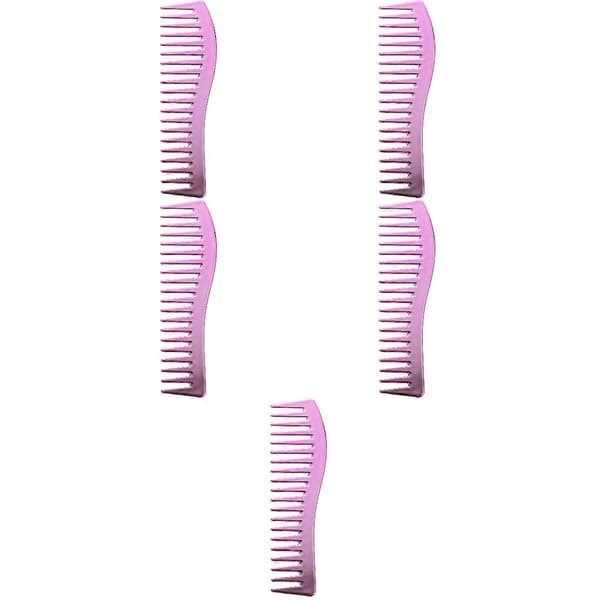 Frisörkam med breda tänder för män, 5-pack rosa set [YJD]