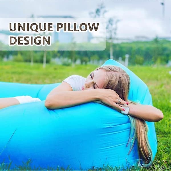 Oppustelig Lounger Luftsofa Luftstol med Bærbar Taske, Campingsofa Oppustelig Sofa Lounger til Baghave/Pool/Strand/Camping (blå)[YJD]