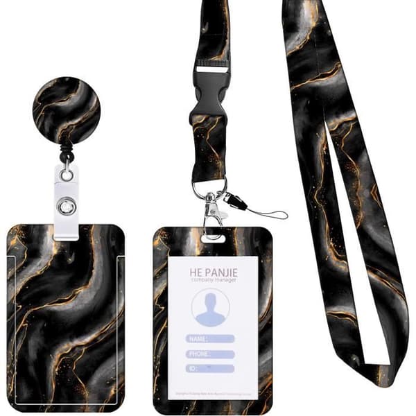 Märkeshållare - Vridbar hummerlås - Infällbar - Polyester - Svart - 52cm Black