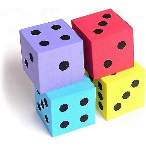 Firkantede terninger med skumprikker, 3,8 cm, 4 pr. pakke, blandede farver - perfekte til spil.[YJD]