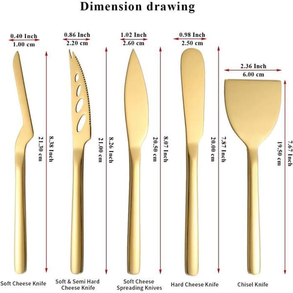 DOK 5-dele osteknivsæt - Rustfrit stål - Ergonomisk design - Til alle oste (YJD)
