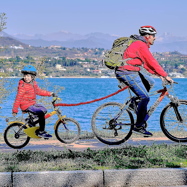 Slæbesnor til cykel, børnecykel, elastisk slæbesnor til cykel, bungee-slæbesnor, bæreevne 500 lbs (rød - 170 cm) (YJD)