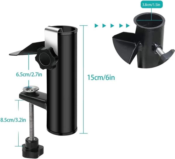 Justerbar bordparaplyholder for metallstenger (19-38mm)
