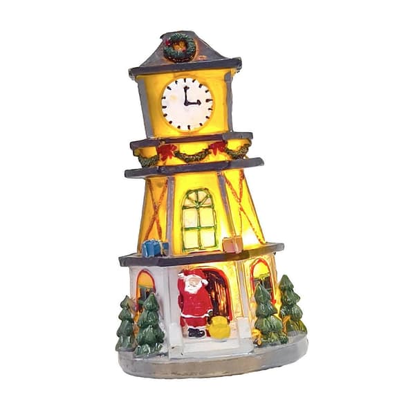 LED Klokketårn Skrivebordsminiaturemodel Gave Oplyst Julebyhus[YJD] Multicolor M