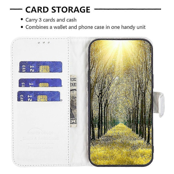 Til Samsung Galaxy A05s 4g Etui Præget Tegnebog Stativ Læder Telefon Cover[HK] White