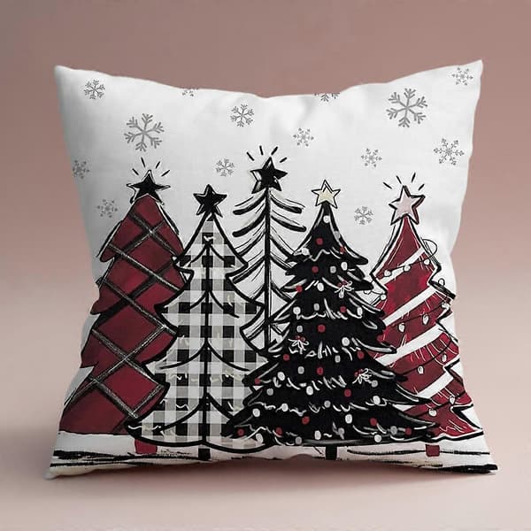 Julkuddfodral, 45x45 cm set om 4, kuddfodral i linne, julkuddfodral, julkuddfodral med snöflingedekor[YJD]
