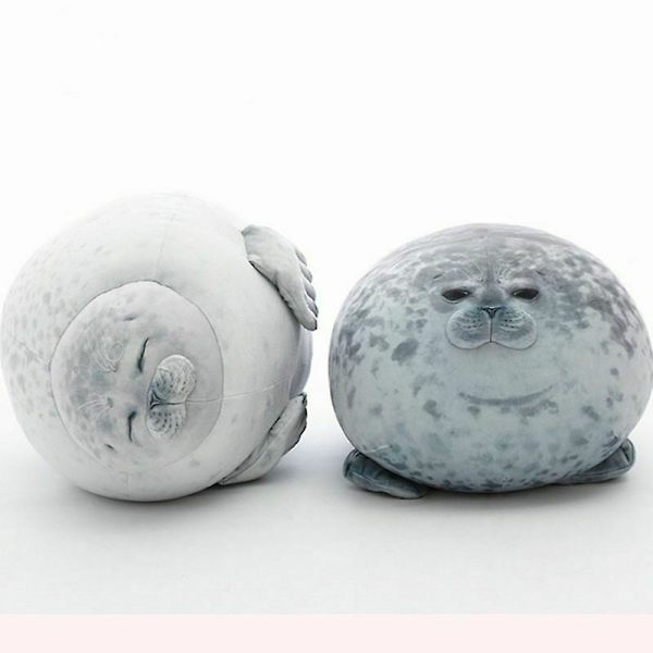 Suuri Pyöreä Pehmeä Hylje Plussi Merityyny Täytetty Nukkea Leikki (YJD) Gray 40cm 15.7in