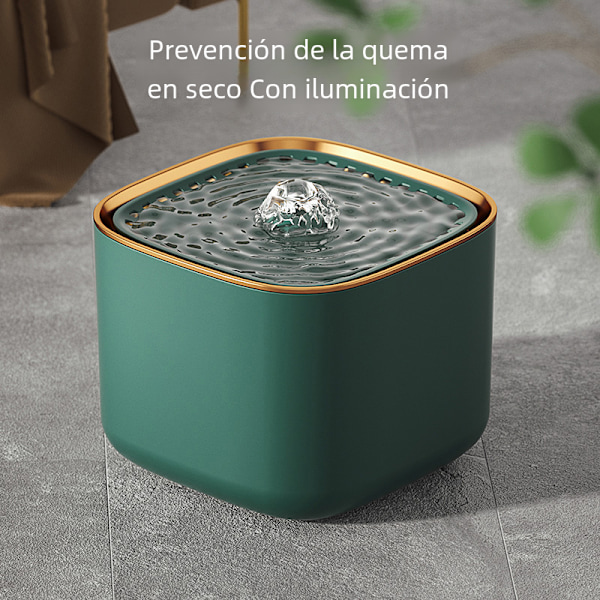 Automatisk Vannfontene for Katt med LED-lys, Elektrisk Stille Mater, USB, Ekstremt Stille, 3L Green Upgrade USB+3L