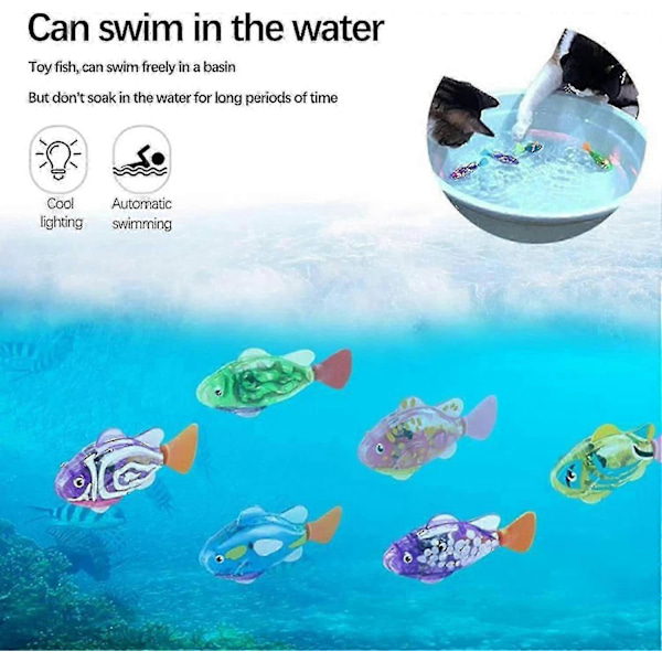 3 st Robotfiskar för katter, Interaktiv simmande robotfisk kattleksak för innekatter Lek med LED-ljus Plastfiskleksakspresent [YJD]