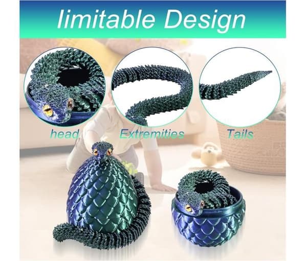 3D-printet slangeleke - 3D-printet drageegg - påskeslangeegg - påskeslangeegg - printede dyr[YJD]