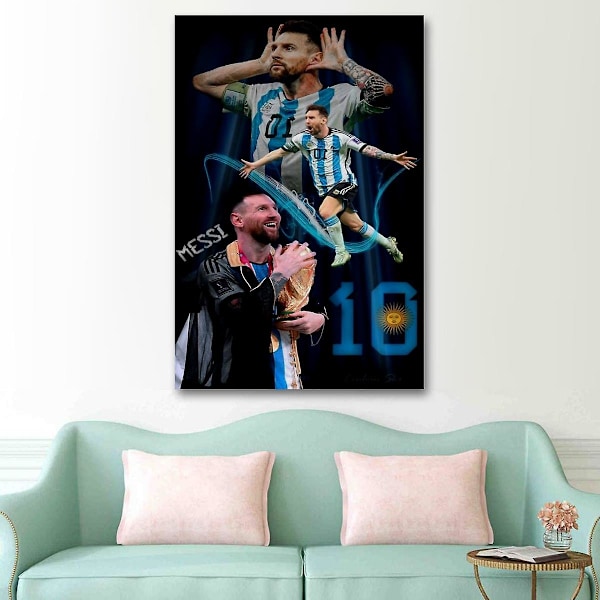 Lionel Messi Jalkapallotähti_115 Poster Koti Sisustus Lahja Posterit Seinätaide Lahjat Makuuhuone Toimisto Huone Olohuone Täydellinen Kaikkiin Huoneisiin Canvas Koriste (YJD) No Frame 50x70cm