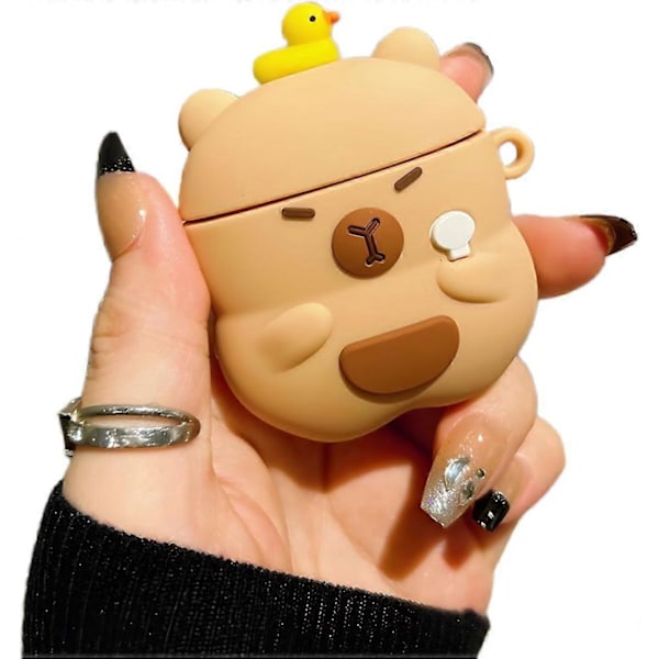 1 stk. Etui Kompatibelt med 2024 Airpods 4, Sødt Kawaii Capybara Design Etui Cover, Moderne Bærbart Øretelefon Tilbehør Blødt Silikone Trådlø[HK]
