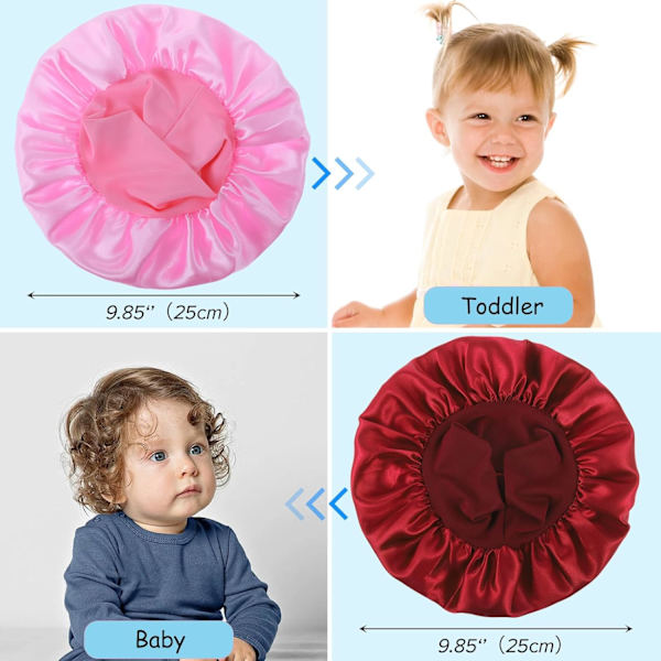3 deler silkehetter Hår Silke Hår Bonnet Silke Hette Sove Bonnet Sovehette Silke Elastisitet Sateng Hårhette Sovehette Sateng Hette for T[YJD]