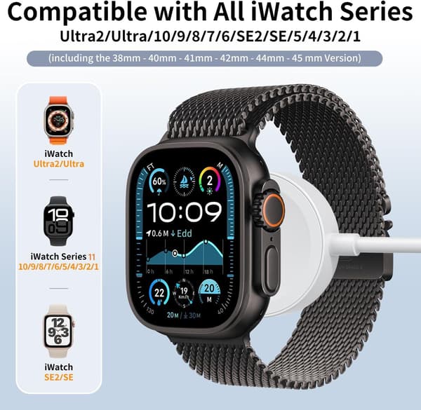 Apple Watch trådlös laddare för alla serier, 0,9 m [YJD]