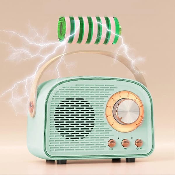Trådlös Retro Bluetooth Högtalarradio, Bärbar Bluetooth Högtalare för Utomhusbruk Stöder TWS-parning/U-disk/TF-kort/AUX[YJD] Cyan