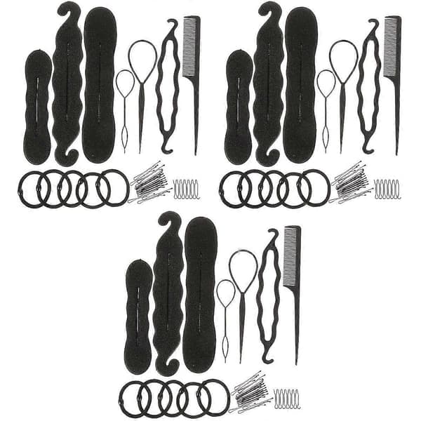 Hårflätningsverktyg Hårbulle-makare för styling Svart plastkit[YJD]