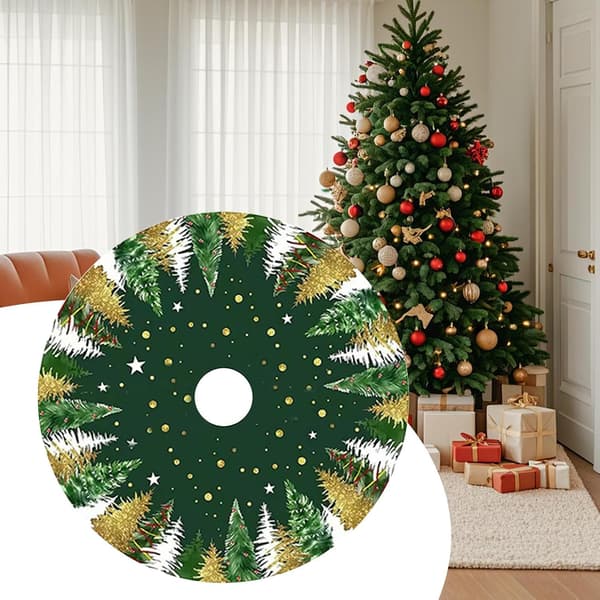 Kunstig juletræskrave, 90 cm kunstig træplysbase, skovjuletræsbase, træskørt (JYD)